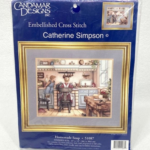 Rare Embellished Cross Stitch Kit Candamar Designs - Homemade Soup -  New - Picture 1 of 7